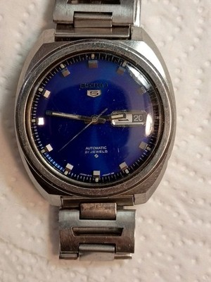 Seiko 5 Automatic 21 Jewels 6119-8340T from 1971 with Blue Dial Men's Wristwatch