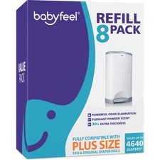 Babyfeel Refills for DEKOR PLUS Diaper 8 Count Pack of 1 , Transparent