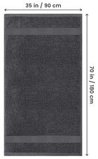 Large Bath Towels 2 Pack, 35x70 Inch 100 Cotton for Adults, Grey