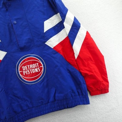 Starter Jacket Mens Large Detroit Pistons NBA Windbreaker Blue Red