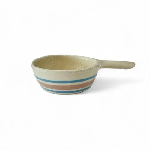 Vintage McCoy Pottery Pink Blue Stripe Open Individual Casserole 874 Made in USA