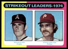 1975 Topps Baseball Card Nolan Ryan Steve Carlton Strikeout Leaders #312 NM