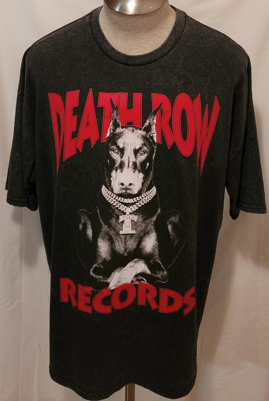 FILA DEATH ROW RECORDS DOBERMAN T SHIRT UOMO NERA NUVOLOSA MANICA CORTA TAGLIA 2XL