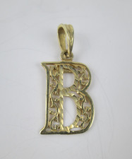 14K yellow Gold Ladies Filigree "B" initial pendant/charm .8g
