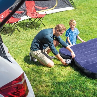 INTEX Inflatable Corner Sectional Sofa & 12V Quick-Fill Corded Electric Air Pump