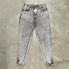 Vtg Jordache Acid Wash Denim Jeans Grey Size 9 10 Tapered Button Ankle 80s 90s