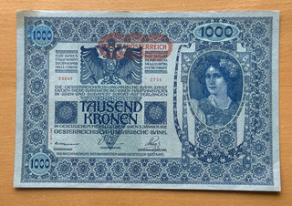 Austria 1902 1000 Kronen Nice Circulated Note Overprint