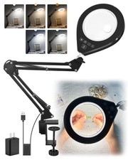 Dimmable LED Magnifying Glass with Light, 10X/5X Dual Lens, Swing Arm Design