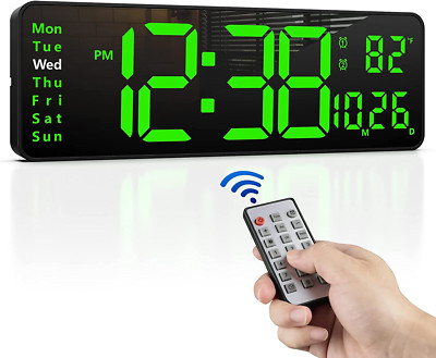 16'' Large Digital Wall Clock with Remote, Large Display Digital Clock with Ti...