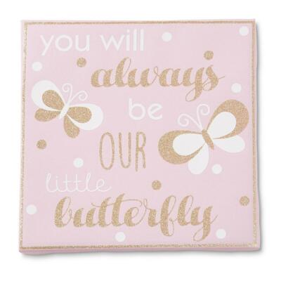 Tender Kisses Baby You Will Always Be Our Little Butterfly Pink Canvas Wall Art