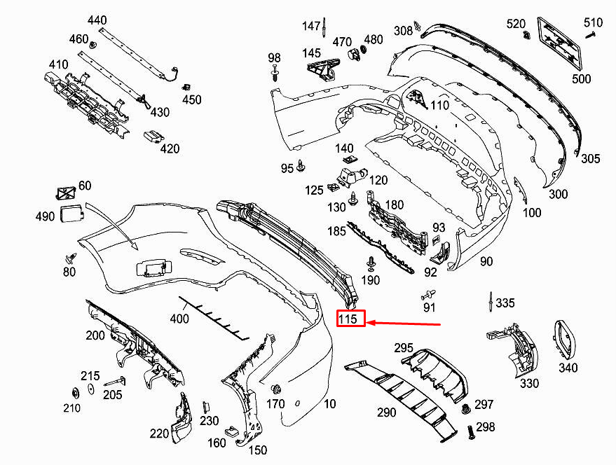 MERCEDES-BENZ GLC X253 Rear Bumper Impact Absorber A2538851400