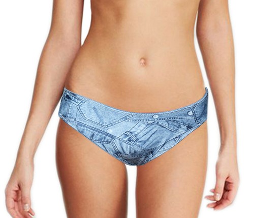 Unterwäsche Jeansoptik Push Up Bügel BH Set mit Tanga Slip Hipster Gr.80 B 36/38 - Picture 3 of 5