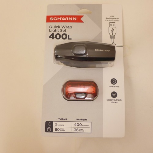 Schwinn HIGH POWER 400 Lumen Licht Set USB WIEDERAUFLADBAR LED SCHEINWERFER Quick Wrap - Bild 1 von 8