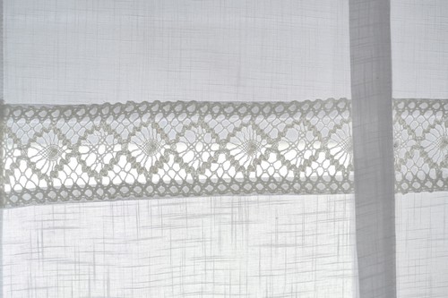 NEU Boho Raff Gardine 160x120 Weiß Bohemian Shabby Schlaufen Bestickt Raffrollo - Bild 7 von 10