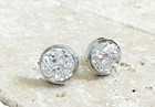 NEW Silver Rhodium Plated Crystal Stud Earrings Pierced Cocktail Jewelry Party