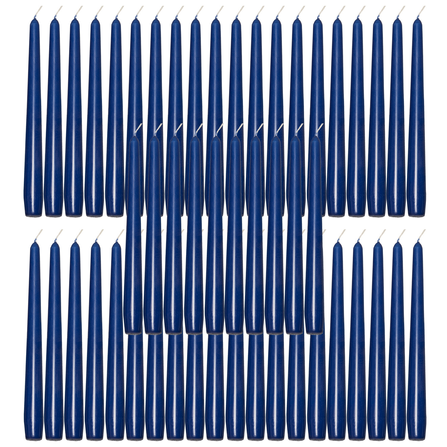 Blue Taper Dinner Candles  9"" 24cm Candle Unscented 7 Hour Burn Time 50 Pack