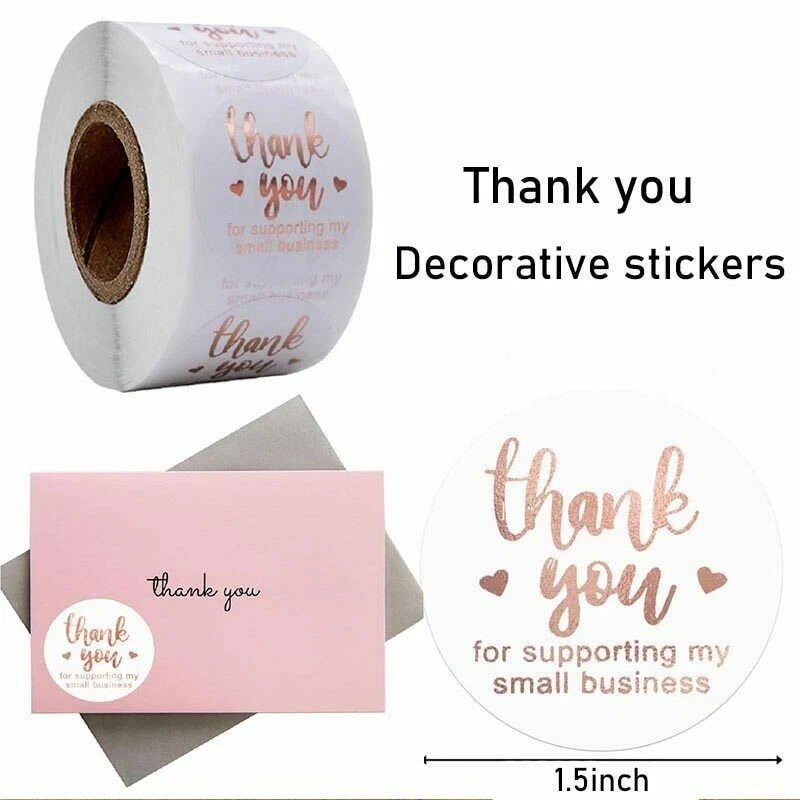 1000Pcs 1.5" Thank You Stickers Labels with Gold Foil Design for Small Business - Image 2 of 4