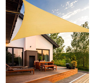 Tenda A Vela Triangolare Impermeabile 3x4x5 M – Parasole Traspirante Con Anelli In Acciaio, Protezione UV Per Giardino E Terrazzo (Giallo Mango)