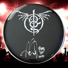GFA Lamb of God Drummer  * ART CRUZ *  Signed New 10" Drumhead A4 COA