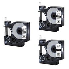 3PK 3/8" IND Heat-Shrink Tube Black on White 18053 Compatible DYMO Rhino 6000