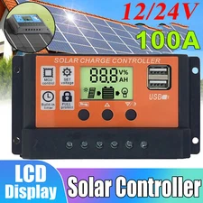 100A MPPT Solar Panel Regulator Charge Controller Auto Focus Tracking 12/24V US