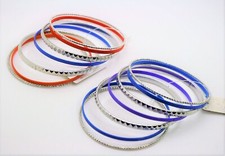Wholesale Lot 7 Pcs/Sets Assorted color Silver fashion jewelry Bangle Bracelets