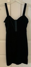 DIVIDED Women's Size 6 Blue Velvet Sleeveless Mini Dress Stretchy Form Fitting