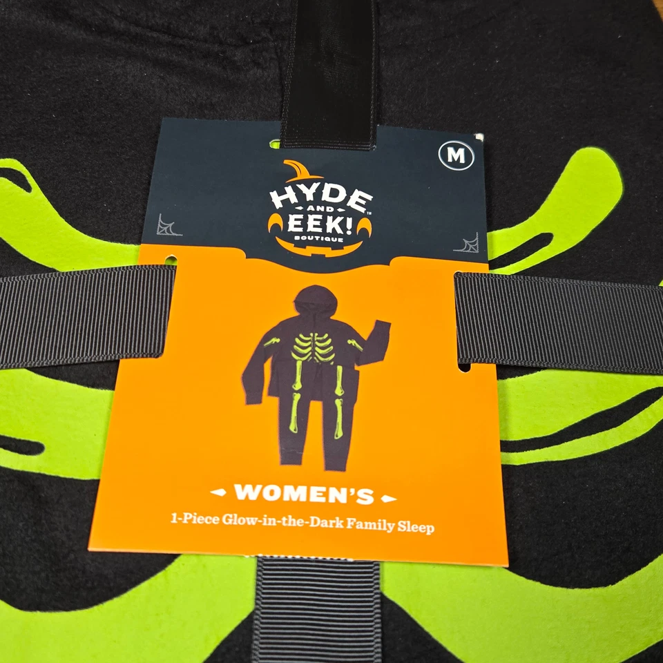 Hyde & Eek Halloween Women’s Glow-In-The-Dark Skeleton Pajamas PJs Suit Medium - Image 2 of 4