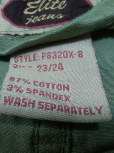 Elite Jeans Womens Size 23/24 Green Pants Stretchy Inseam 31" Cotton Blend - Imagen 9 de 12