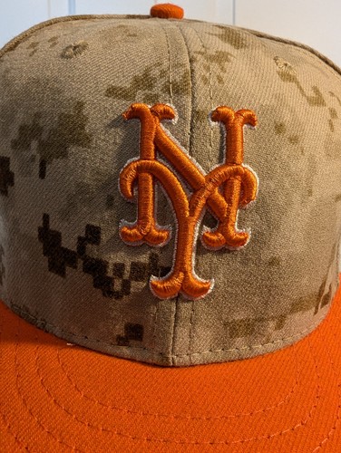 NY New York Mets Military Camo Hat 7 1/4 New Era Fitted Cap Authentic 59/Fifty - Picture 9 of 11