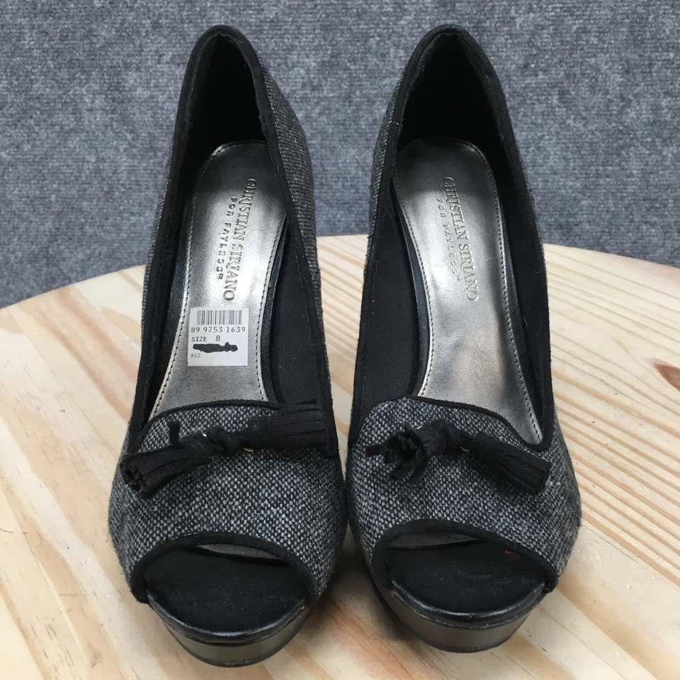 Christian Siriano Tacones Mujer 8 Lambert Plataforma Bombas Gris Punta abierta Borlas Foto 4 de 4