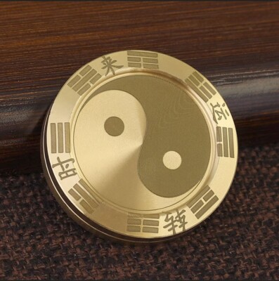 NewEDC Solid Brass Fidget Slider Clicker luck Coin Tai Chi Haptic Toy for Adult