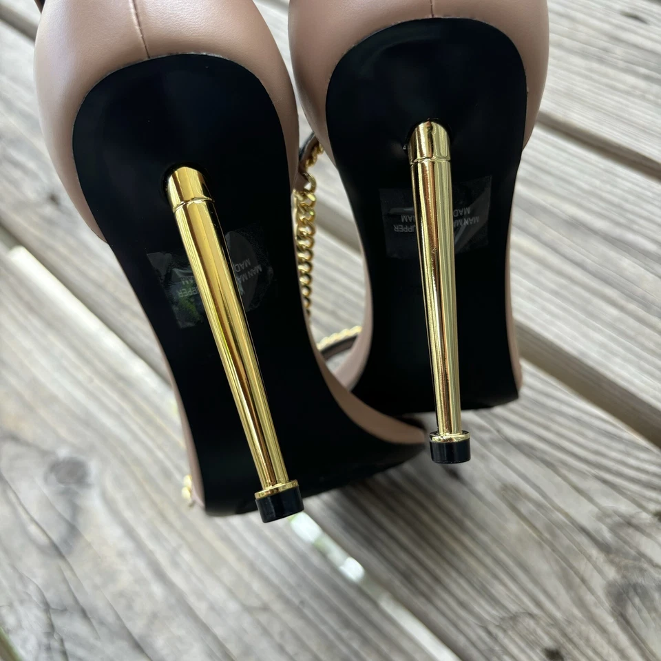 Nine West Women’s Ropes Heeled T-Strap Sandals 8 Tan Pre-owned Beige Pumps Heels - Image 4 of 4