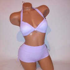 Victoria Secret PINK Swim Bikini XS Top  Bottom Light Purple Triangle Solid New