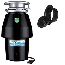 Eco Logic 1/2 HP Anti-Jam Quiet Garbage Disposal, Black Sink Flange and Stopper