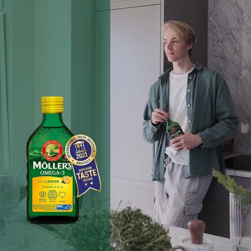 Moller's Lemon | Aceite de hígado de bacalao noruego | Omega 3 y vitamina A, D, E 600 UI 250 ml - Imagen 6 de 8