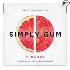 Simply Gum Cleanse Grapefruit Pear 6 Pack (90 pieces) Natural Organic Kosher