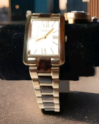 Women\'s Fossil Dress Watch Gold Toned With Roman Numerals Brown Yellow Band EUC Ladies Fossil Two Tone Dress Watch - Etsy main image 4