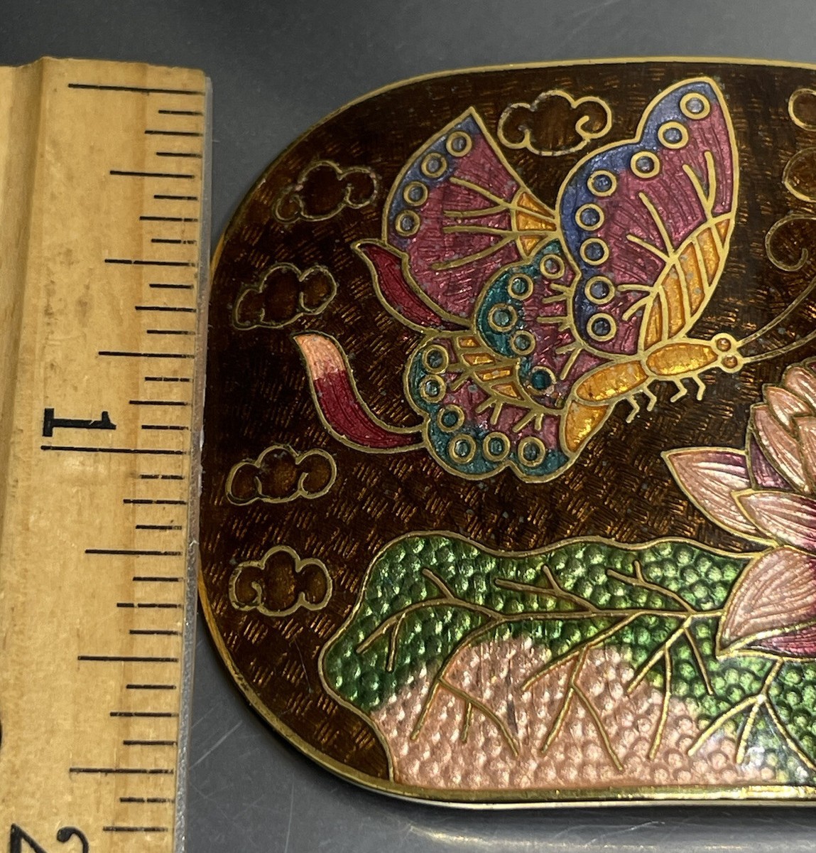 Vtg Cloisonné Belt Buckle Lot Of 3 Multicolored Enamel  display picture 1