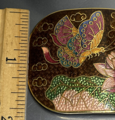 Vtg Cloisonné Belt Buckle Lot Of 3 Multicolored Enamel  display picture 3