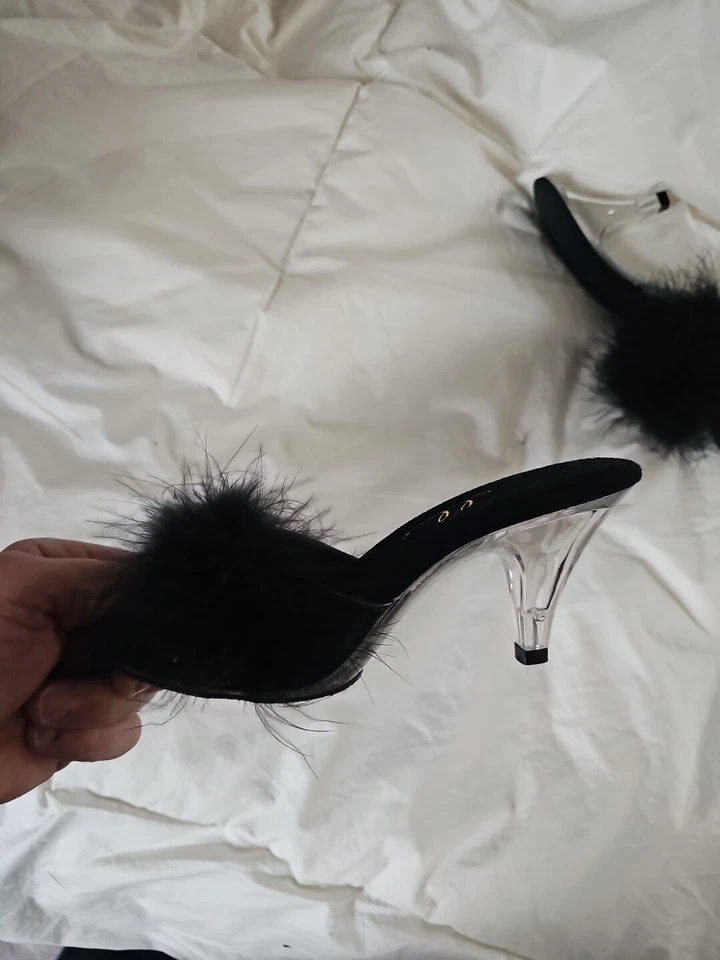 305-SASHA 3" TACÓN MARIBÚ ZAPATILLA NEGRA TALLA 8 Foto 2 de 4