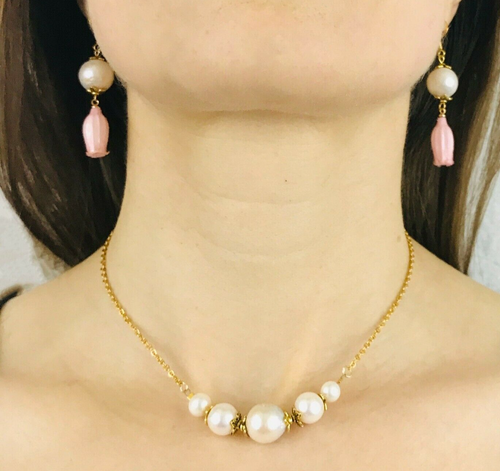 Real Pink Bluebell Earrings Freshwater 