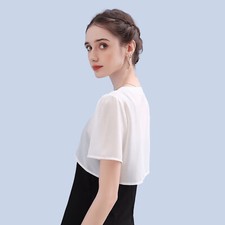 Women Chiffon Bolero Shrug Cardigan Cropped Tops Sheer Dress Shawl Capelet