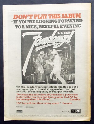 ZZ TOP FANDANGO LP POSTER ADVERT MELODY MAKER MAGAZINE 1975 33 cm x 45 cm