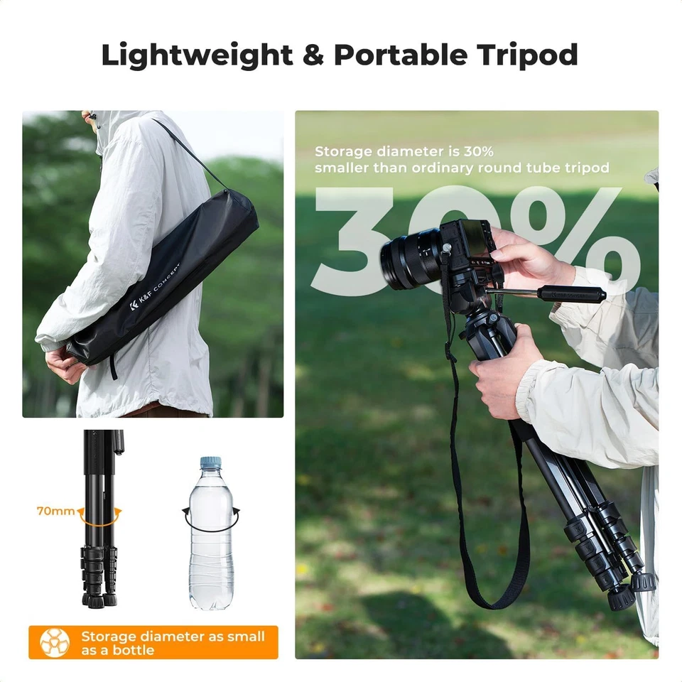 K&F Concept 75" Camera Tripod Lightweight Travel DSLR Tripods for Camera Phone - Image 4 of 4