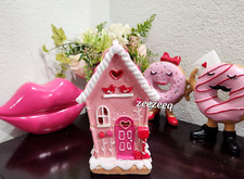 Cupcakes and Cashmere Valentines Pink Gingerbread Lovebirds House LED LIGHT UP