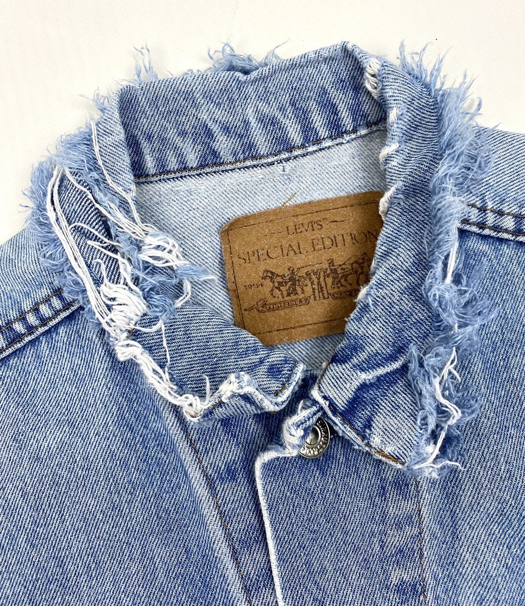 Vintage LEVIS Special Edition Thrashed Denim Jean Trucker Jacket