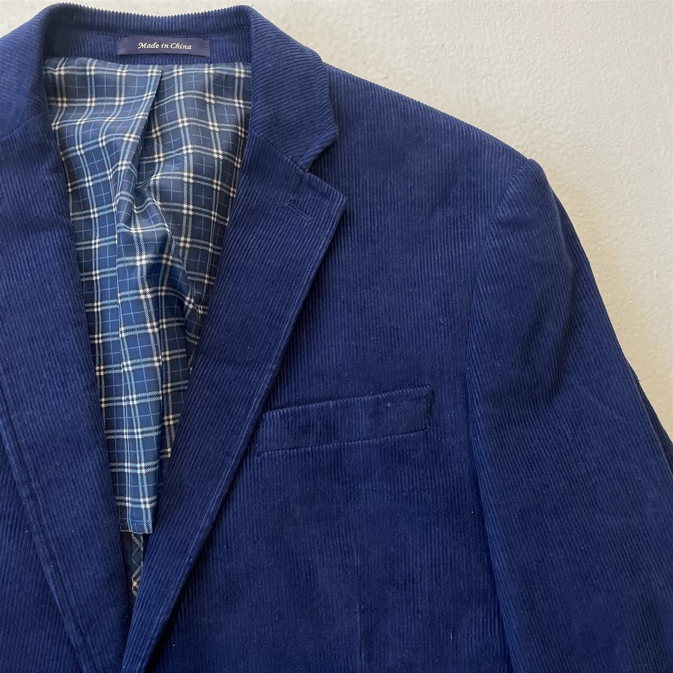 Blazer chaqueta abrigo deportivo Alan River 42R azul pana 100 % algodón para hombre Foto 2 de 4