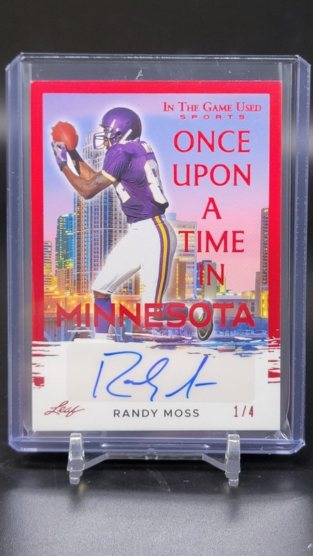 2024 Leaf In The Game Used Randy Moss Once Upon A Time In Minnesota Auto /4
