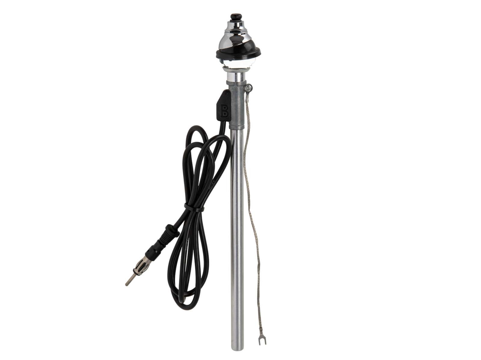 Antenne télescopique AM FM universelle chromée rétractable base 38mm